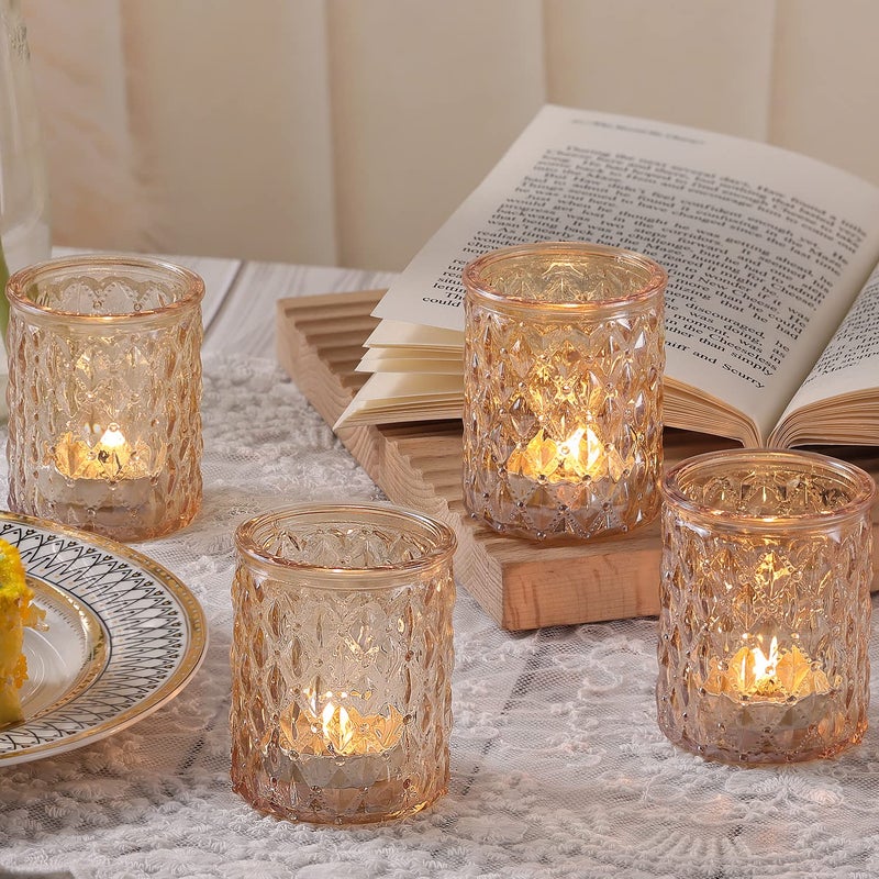 NITIME 12pcs Gold Votive Candle Holders- Tealight Candle Holder for Table Centerpiece  Glass Candle Holder for Wedding Table Decor  Home Decor and Party Decor - Image 5
